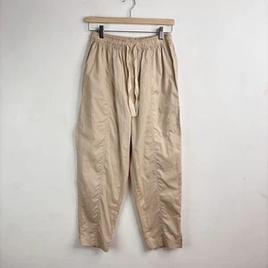 Seafolly Trousers Taper Poplin Pant Beige Small S Cropped Elastic Waist Pull On - Picture 1 of 23