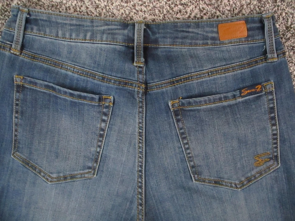 Pantalones de mezclilla Seven7 para mujer 4 azules fin de semana ajuste fácil novio desgastado elástico 29x28 Foto 1 de 4
