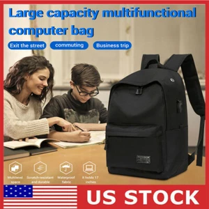 Men Women Waterproof Backpack 16" School Bag Bookbag Travel Rucksack w/USB US - Picture 1 of 11