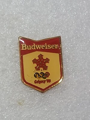 Budweiser Calgary Alberta Canada Olympic Sponsor Pin 1988 Enamel Dual Clutch - Image 1 of 4
