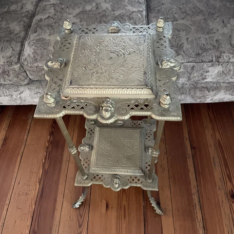 Antique Bradley & Hubbard Cast Iron Brass Victorian Art Nouveau Plant Stand Cover