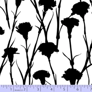 Black & White Mums Dianthus by Casey York - Marcus Cotton Fabric - Picture 1 of 1