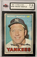 Mickey Mantle 1967 O-Pee-Chee #150 KSA 7.5 Centered! Yankees OPC NM+ Rare Card