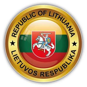 Lithuania Glossy Label Car Bumper Sticker Decal 5'' x 5'' - Picture 1 of 1