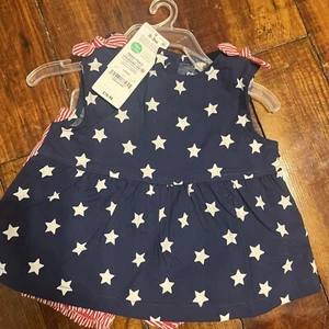 Newborn Child Of Mine 2 piece Patriotic Baby outfit dress bloomers July 4th - Picture 1 of 7