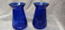 Vintage Cobalt Blue Glass Vase 5" Pair MCM Style 