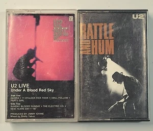 U2 2 Cassette Tape Lot Live Under A Blood Red Sky Rattle And Hum Bundle Clean - Picture 1 of 5