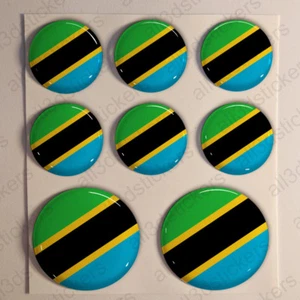 Adesivo Tanzania Resinato 3D Adesivi Bandiera Tanzania Resinati TONDO Resine - Picture 1 of 1