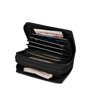 Leatherboss Cuero Genuino Soporte para Tarjeta de Crédito Accordian Billetera, Negro - Imagen 1 de 15