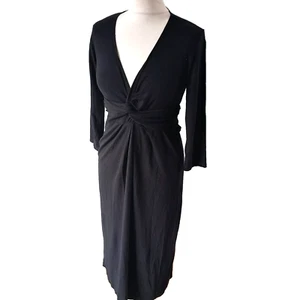 Isabella Oliver Maternity Black Wrap Around Stretch Jersey Dress Size 3 - UK 12 - Picture 1 of 11