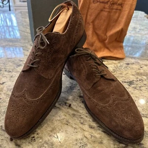 Vintage 1994 Edward Green Sandringham Cocoa Suede Wingtip Shoes in Box SZ 11A - Picture 1 of 21