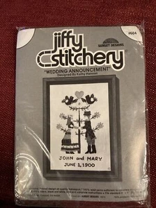 Sunset Jiffy Stitchery Printed Design Wedding Announcement Embroidery Crewel Kit - Picture 1 of 2