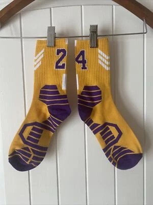 ¡NUEVO SIN ETIQUETAS! Calcetines de aro Kobe Bryant púrpura/oro Lakers #24 🏀 Foto 1 de 2