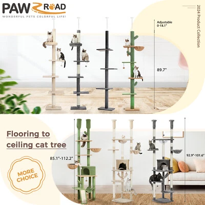 PAWZ Road Cat Tree Tower Floor to Ceiling High Cat Scratching Post Condo House - Image 1 of 4