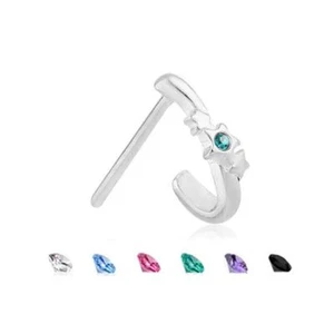 925 Sterling Silver Nose Hugger Stud Ring Star CZ - Choose Your Style - Picture 1 of 7