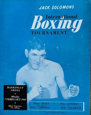 RARE 1949 Tony Janiro Billy Graham Monaghan Famechon Don Cockell Boxing Program - Image 1 of 4