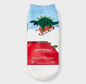2 Pair Wondershop Toddlers Super Soft Crew Socks Size 6-9 Toddlers Shoe Size - Picture 1 of 3