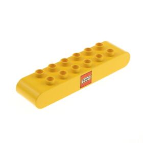 1x LEGO Duplo Building Stone 2x8 Yellow Rounded Ends LEGO Logo Set 2400 31214pb01