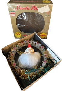 Vintage Christbaumspitze mit Originalkarton blinkend Weihnachtsmann Wanddeko LESEN - Bild 1 von 12