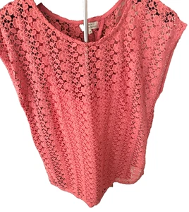 Papaya Weekend UK 16 korallenrosa Spitzenüberzug Bluse & Camisole Set neu ohne Etikett - Bild 1 von 9