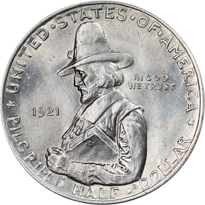 1921 Pilgrim Commem Half Dollar Choice BU Great Eye Appeal Strong Strike - Picture 1 of 2