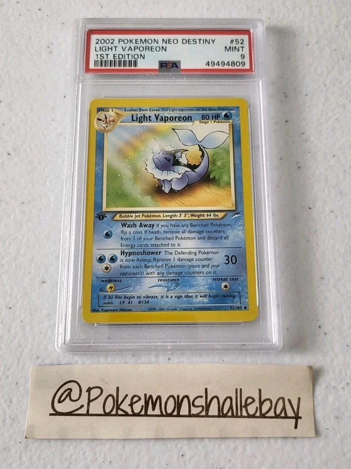 Light Vaporeon 1st Edition 52/105 - Neo Destiny *PSA 9 - MINT* Pokemon Card - Image 1 of 4