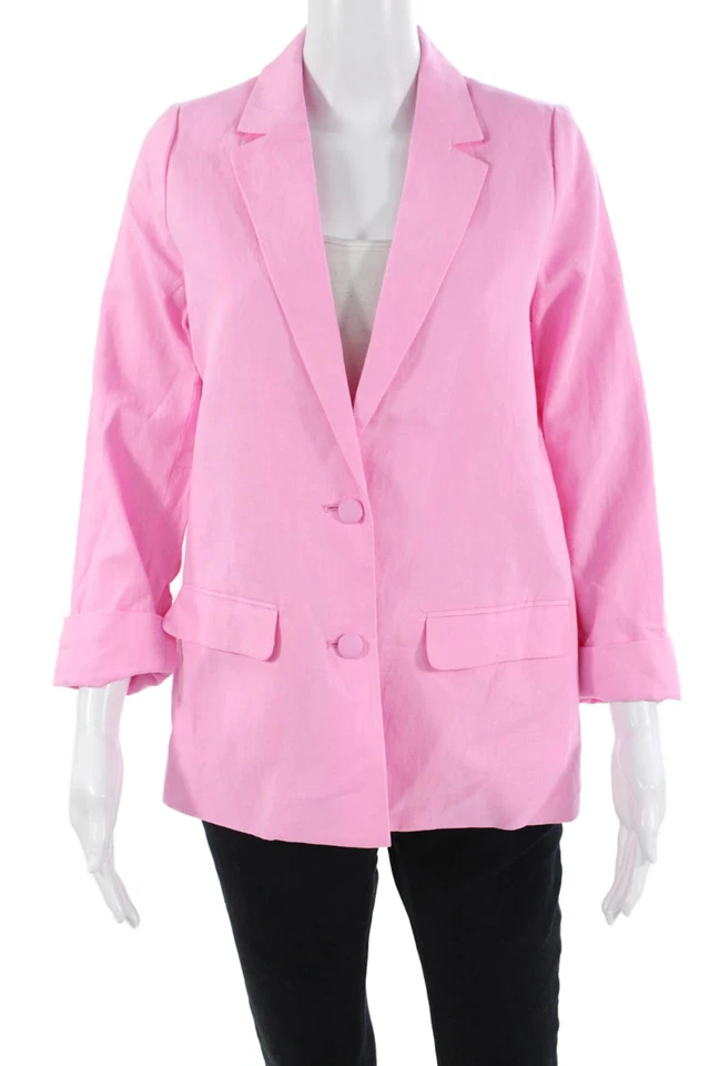 Blazer Cami NYC Mujer Owen Lino Manga Larga Rosa Caramelo Talla Pequeña Foto 1 de 4