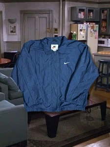 90s Nike Blue Windbreaker Vintage Zip-Up Track Jacket  - Picture 1 of 3