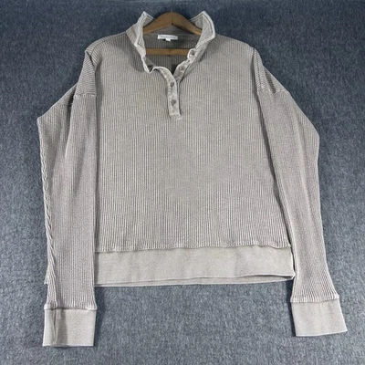 Sudadera con capucha para mujer Mod-o-doc color tostado Henley térmica nudo gofre top minimalista talla L Foto 1 de 4