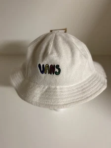 VANS Off The Wall Brighton Bucket Hat White Colorful Letters Size M/L - Picture 1 of 6