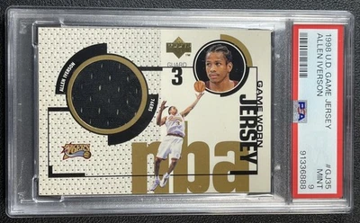 ALLEN IVERSON PSA 9 1998 CUBIERTA SUPERIOR UD #GJ35 CAMISETA DE JUEGO USADA RELIQUIA 888 Foto 1 de 2