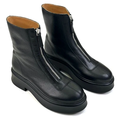 Steve Madden Jones Boots Womens 9.5M Black Leather Front Zip Platform New $130 - Image 1 of 4