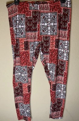 Bobbie Brooks Red White Black Bandana Patch Work Legging Size XL - Image 1 of 4