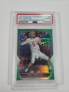 2022 Bowman University rifrattore verde cromato /99 Phil Jurkovec #35 PSA 6 EX-MT - Foto 1 di 3