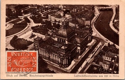 GERMANY 1920 POSTAL PHOTO PICT POSTCARD BERLIN VIEW REICHSTAGS TO USA CAN BERLIN - Image 1 of 2