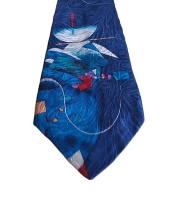 Итальянский шелковый галстук Albert Nipon в красно-черные серебряные полоски с текстурированным цветочным рисунком - Изображение 1 из 4