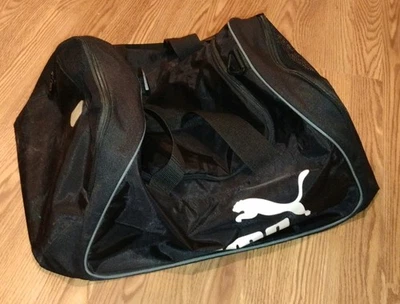 Bolsa de Lona Puma Negra Gimnasio Deportes Fútbol Unisex Compartimiento para Zapatos Malla Foto 1 de 4