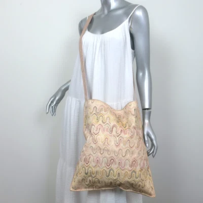 Missoni Messenger Bag Light Pink/Gold Lurex Knit Large Flat Crossbody NEW - Image 1 of 4