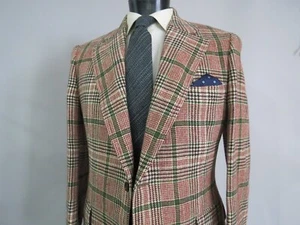 Abrigo deportivo de lona de dos botones tweed pata de gallo pesado de colección Paul Stuart Canadá 42 T - Imagen 1 de 9