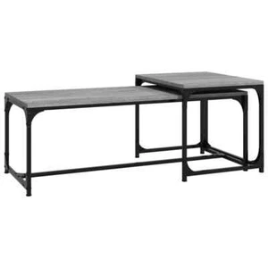 2 pcs Coffee Table Set Industrial Couch Side Tables Steel Frame Adjustable Legs - Picture 1 of 46
