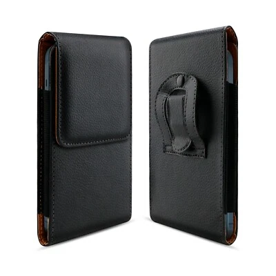 Cell Phone Holster Pouch Leather Wallet Case with Belt Loop for Motorola Samsung - Image 1 of 4