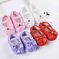 Infant Toddler Kid Baby Girl Rose Bowknot Elastic Band Newborn Walking Shoes US