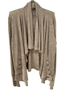 Smash Open Front Cardigan Sweater Women Large Long Sleeve Tan Neutral Cozy Knit - Picture 1 of 6