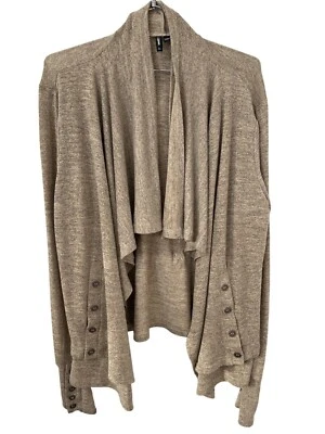 Smash Open Front Cardigan Sweater Women Large Long Sleeve Tan Neutral Cozy Knit - Imagem 1 de 4