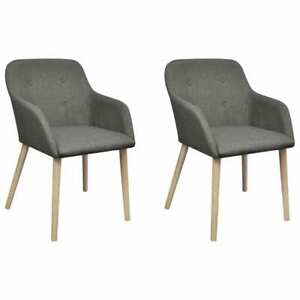 Dining Chairs 2 pcs Light Grey Fabric and Solid Oak Wood vidaXL