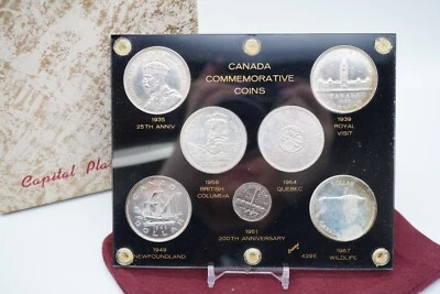 Canada Commemorative 5 Silver Dollar Coin Set 1935-1967 + Nickel Capitol - F085 - Image 1 of 4