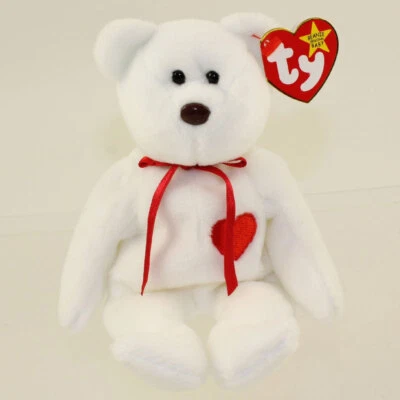 TY Beanie Baby - VALENTINO the BEAR (PE Pellets Tush Tag & Spelling Error) MWMTs - Image 1 of 3