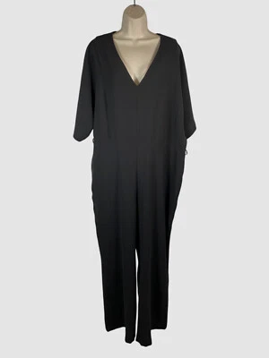 Mono largo de manga corta negro con cuello en V Mango para mujer talla 2XL Foto 1 de 3