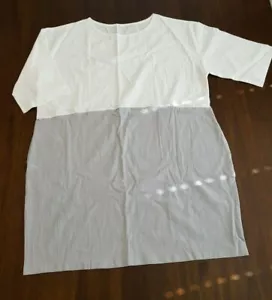 MUJER GRIS Y BLANCO CASUAL TÚNICA XL CAMISA MANGA CORTA NUEVA A43 - Imagen 1 de 7