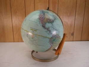 REPLOGLE TRUE-TO-LIFE WORLD GLOBE 12" METAL STAND VTG NEEDS REPAIR - Picture 1 of 11